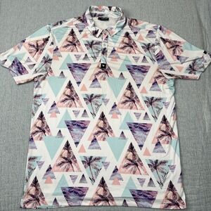 Bad Birdie Shirt Mens Large Golf Polo "Cali"  Palm Trees‎ Short Sleeve Active